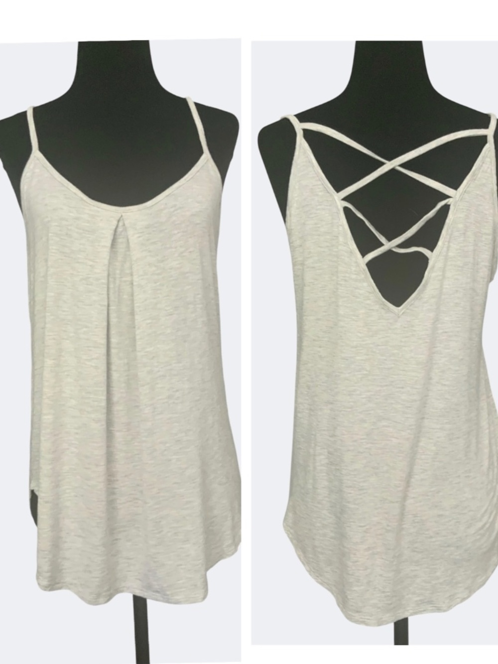 Anthropologie Bordeaux Cross Back Camisole Tank Top Heather Grey Jersey XS